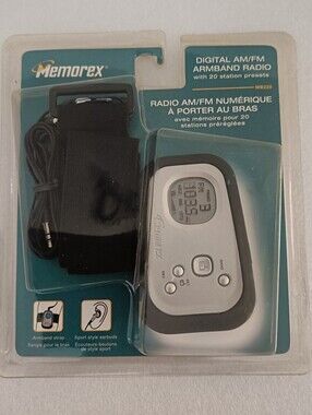 Memorex Digital AM/FM Armband Radio - Model MB228*Vintage* Silver&Black